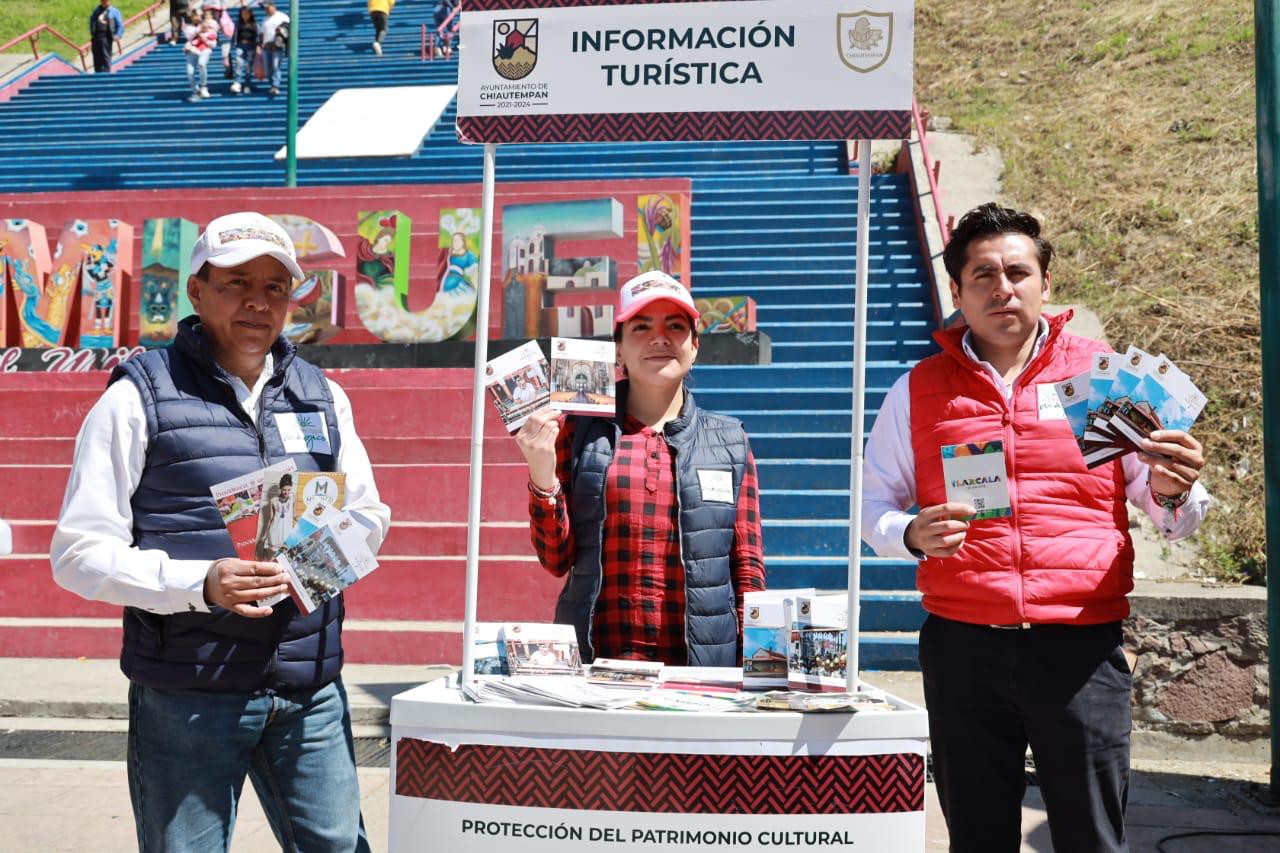 Instalan módulo turístico de Chiautempan en el Santuario de San Miguel del Milagro
